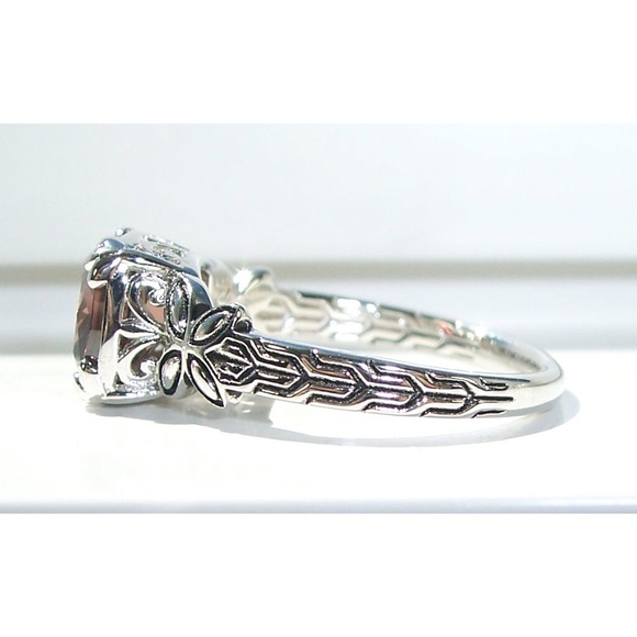 925 STERLING SILVER Chocolate Cubic Zirconia With Butterfly Sides Ring - Picture 11 of 16